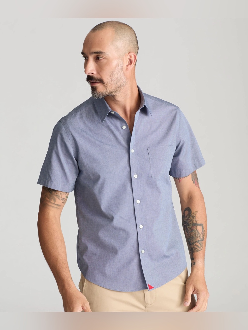 UNTUCKit mens XL blue regular fit Petrus short sleeve button up shirt EUC